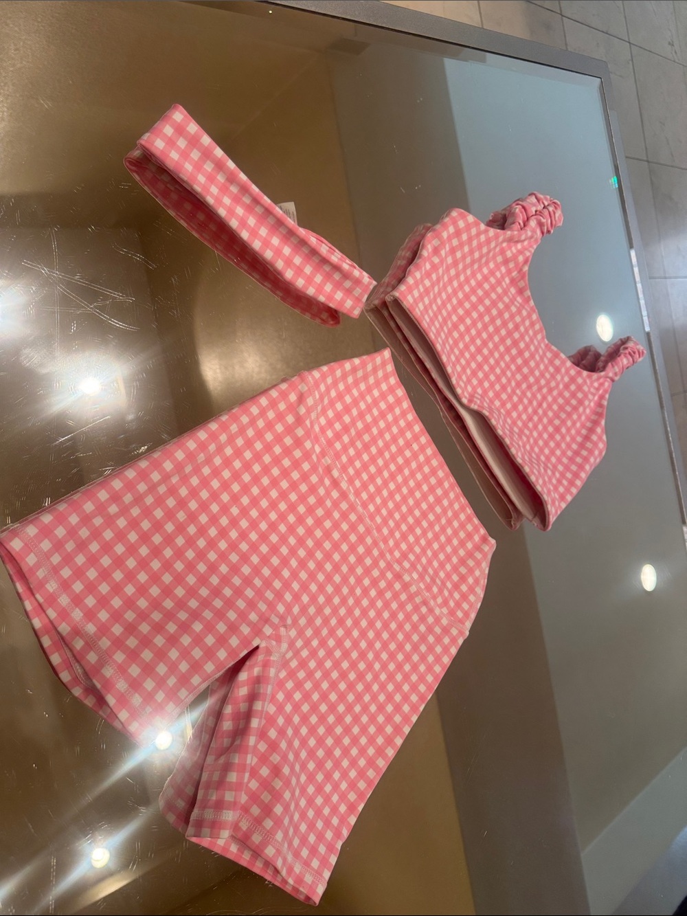 Astoria Active Pink Gingham Short Set